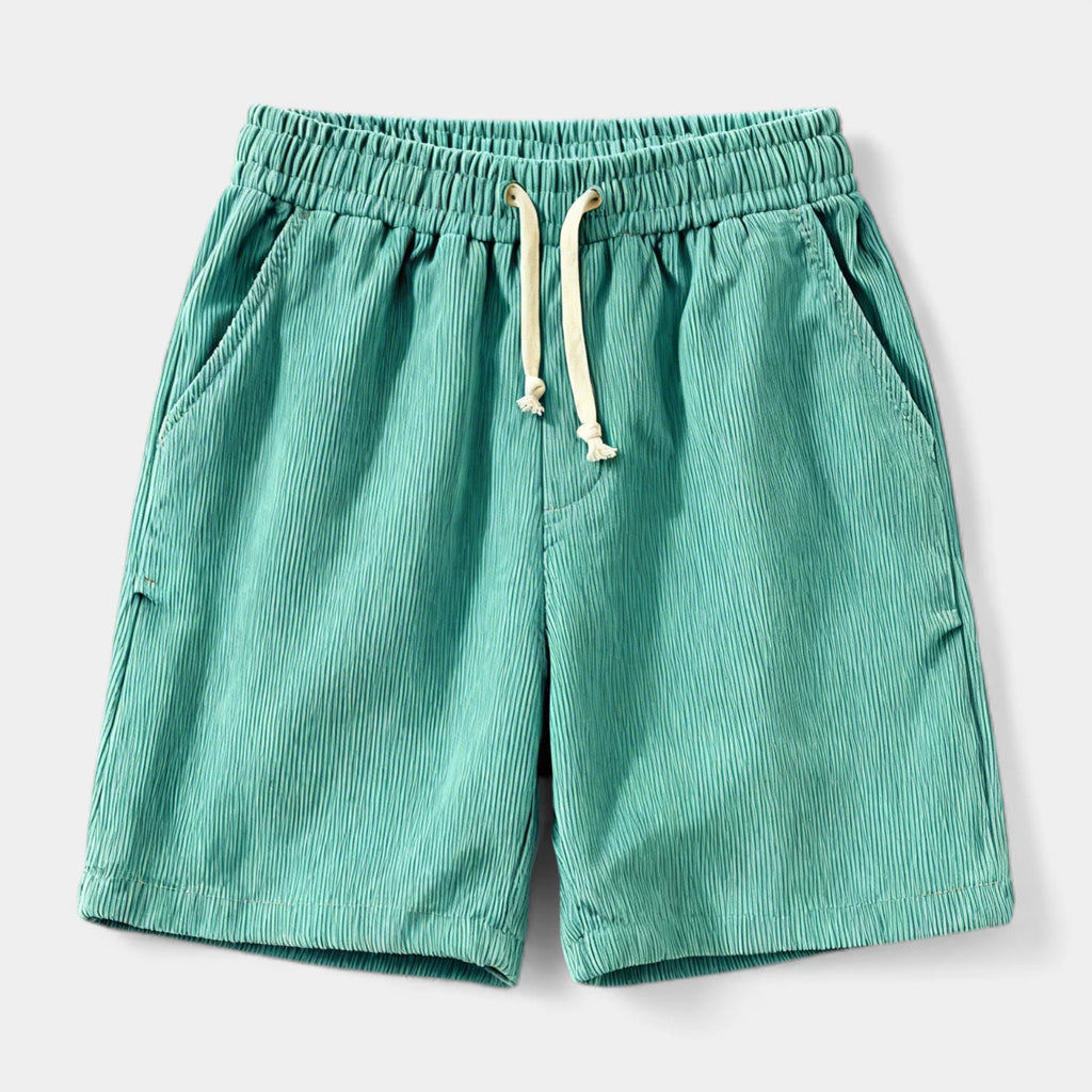 Ribbed Drawstring Shorts Elastic Waist Relaxed Fit for Men