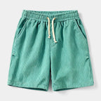 Ribbed Drawstring Shorts Elastic Waist Relaxed Fit for Men