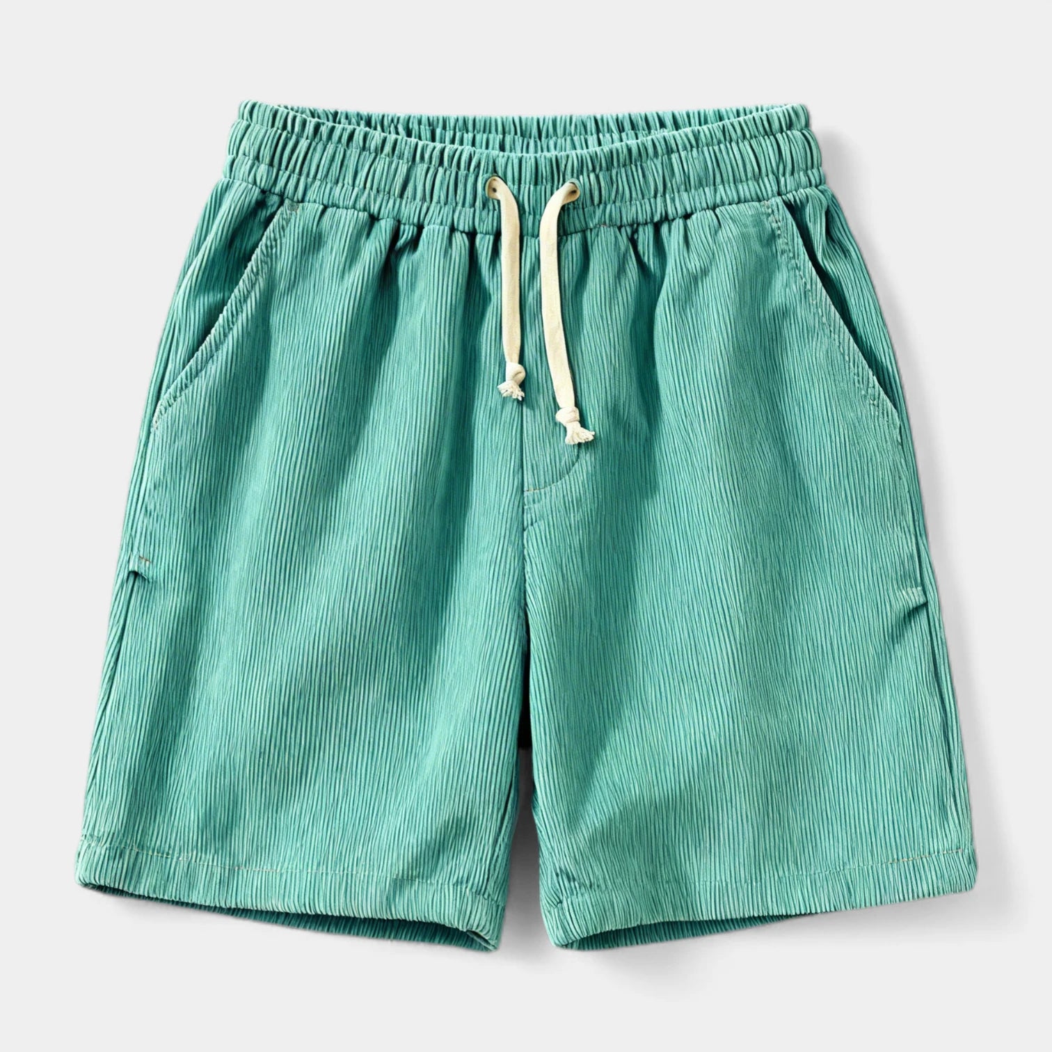 Ribbed Drawstring Shorts Elastic Waist Relaxed Fit for Men
