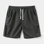 Ribbed Drawstring Shorts Elastic Waist Relaxed Fit for Men