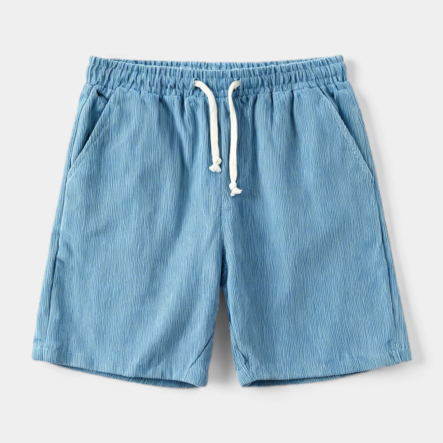 Ribbed Drawstring Shorts Elastic Waist Relaxed Fit for Men
