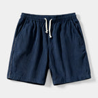 Ribbed Drawstring Shorts Elastic Waist Relaxed Fit for Men