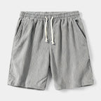 Ribbed Drawstring Shorts Elastic Waist Relaxed Fit for Men