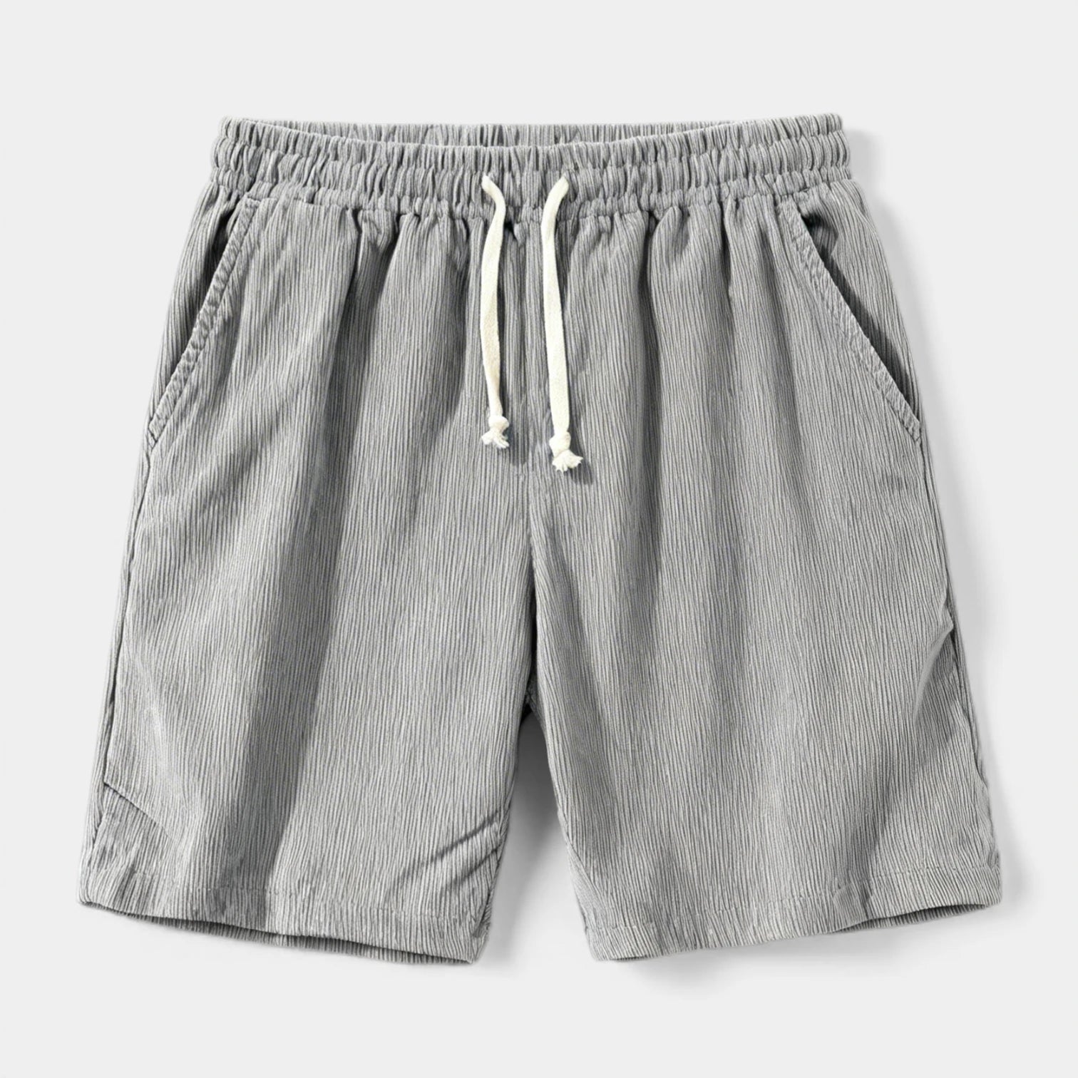 Ribbed Drawstring Shorts Elastic Waist Relaxed Fit for Men