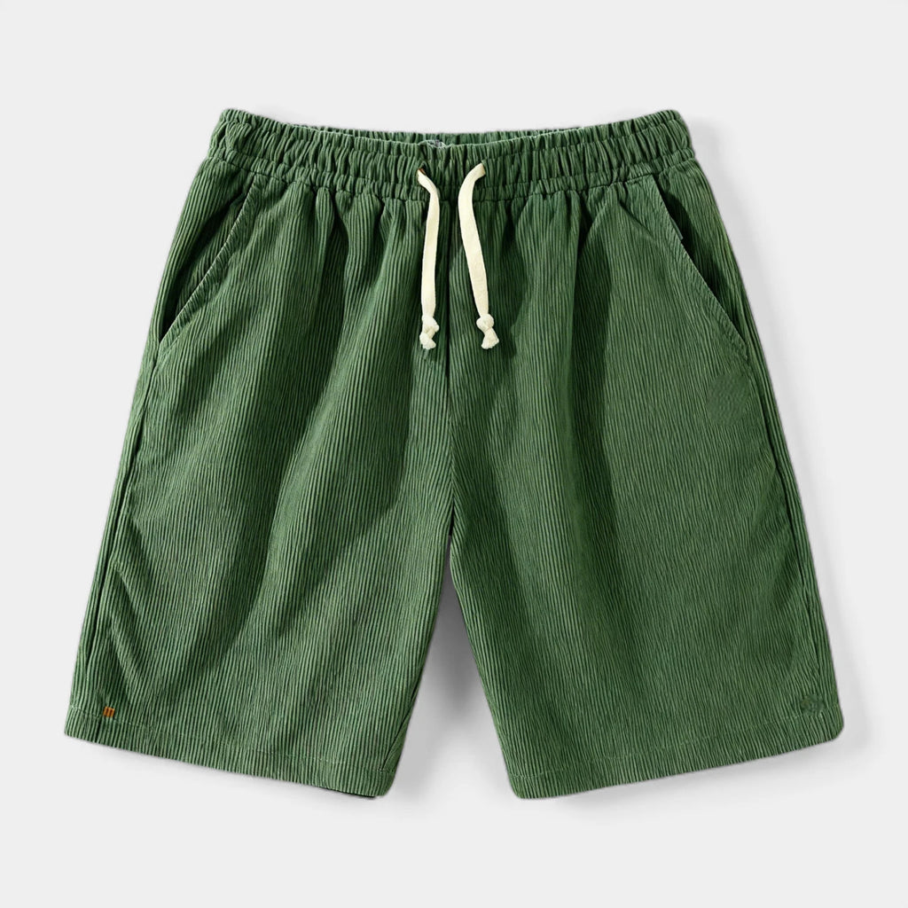 Ribbed Drawstring Shorts Elastic Waist Relaxed Fit for Men