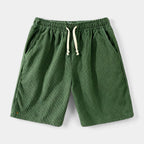 Ribbed Drawstring Shorts Elastic Waist Relaxed Fit for Men