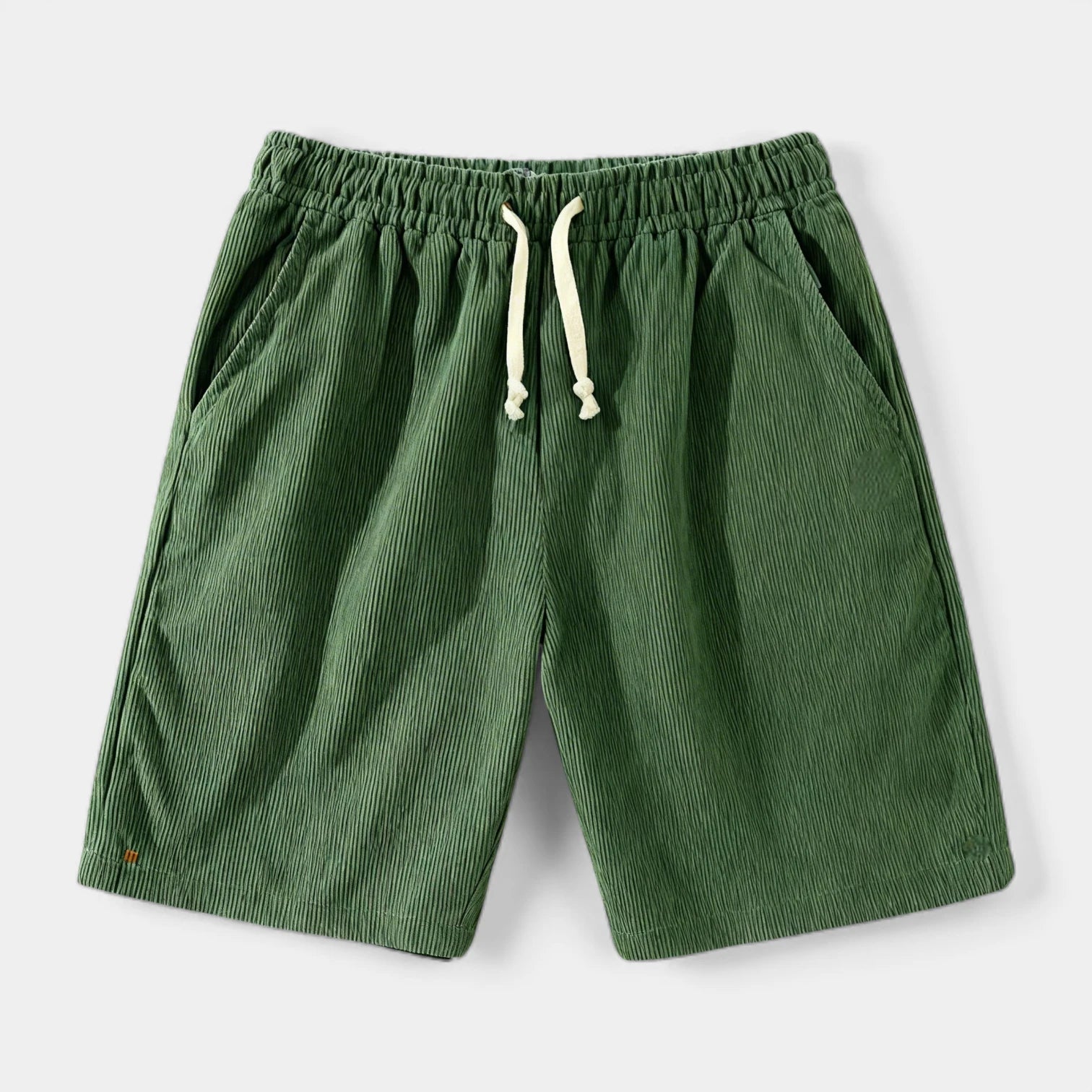 Ribbed Drawstring Shorts Elastic Waist Relaxed Fit for Men