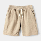 Ribbed Drawstring Shorts Elastic Waist Relaxed Fit for Men