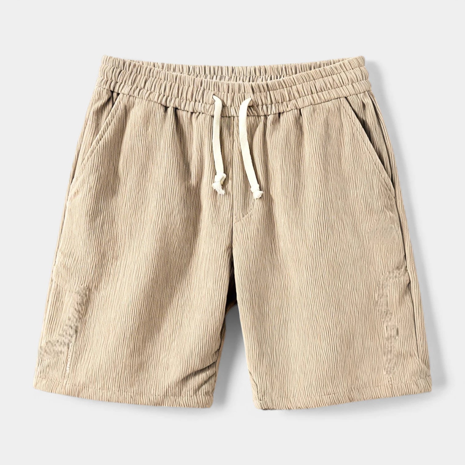 Ribbed Drawstring Shorts Elastic Waist Relaxed Fit for Men