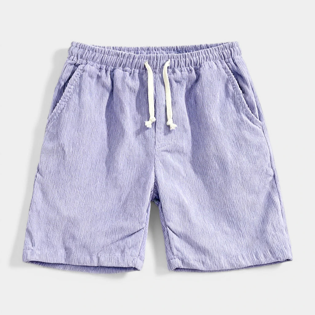 Ribbed Drawstring Shorts Elastic Waist Relaxed Fit for Men