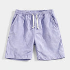 Ribbed Drawstring Shorts Elastic Waist Relaxed Fit for Men