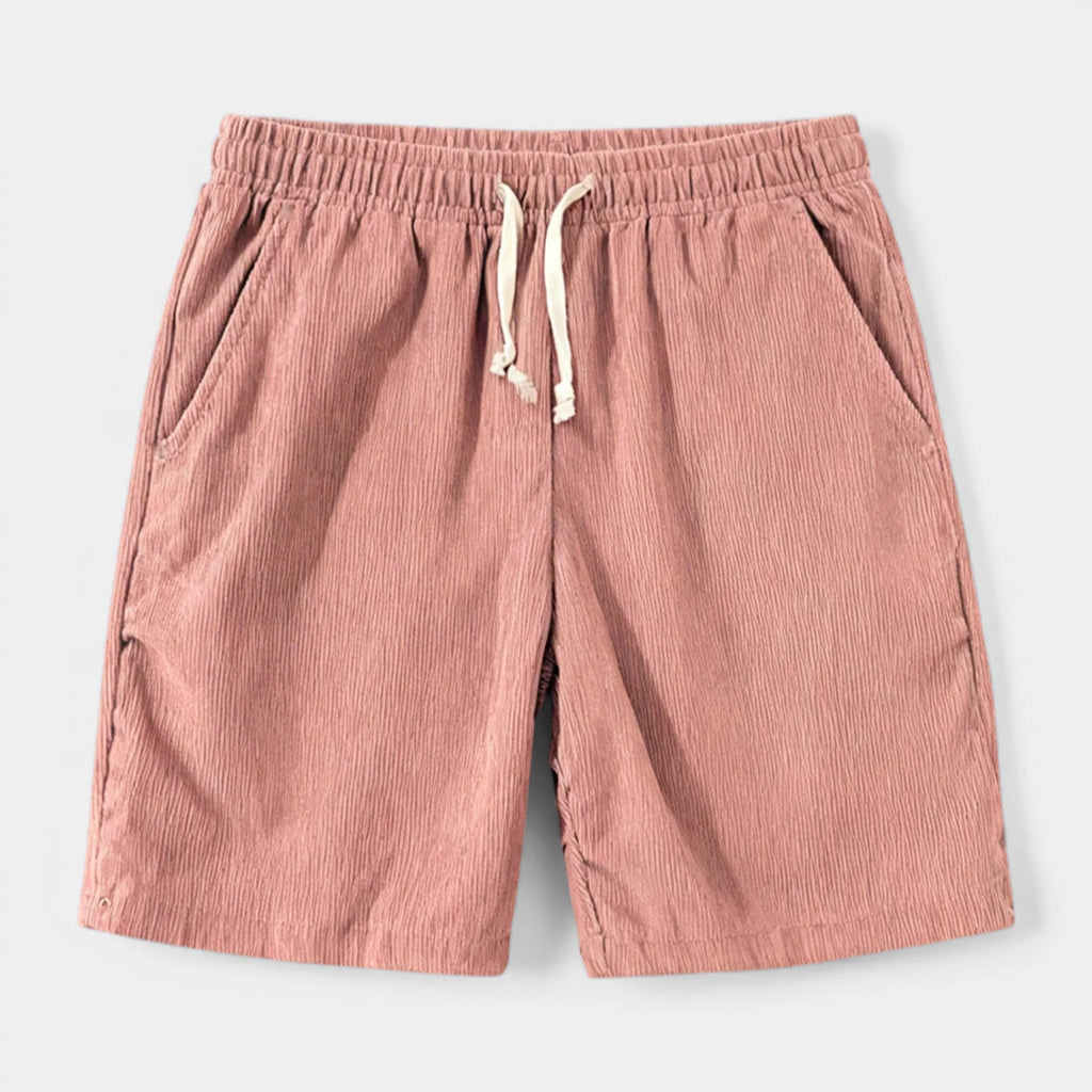 Ribbed Drawstring Shorts Elastic Waist Relaxed Fit for Men