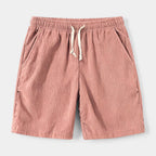 Ribbed Drawstring Shorts Elastic Waist Relaxed Fit for Men
