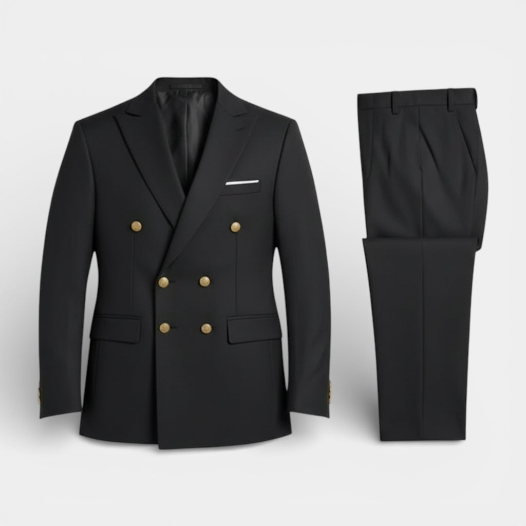 Double Breasted Suit Jacket Peak Lapel Regular Fit for Men