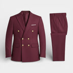 Double Breasted Suit Jacket Peak Lapel Regular Fit for Men