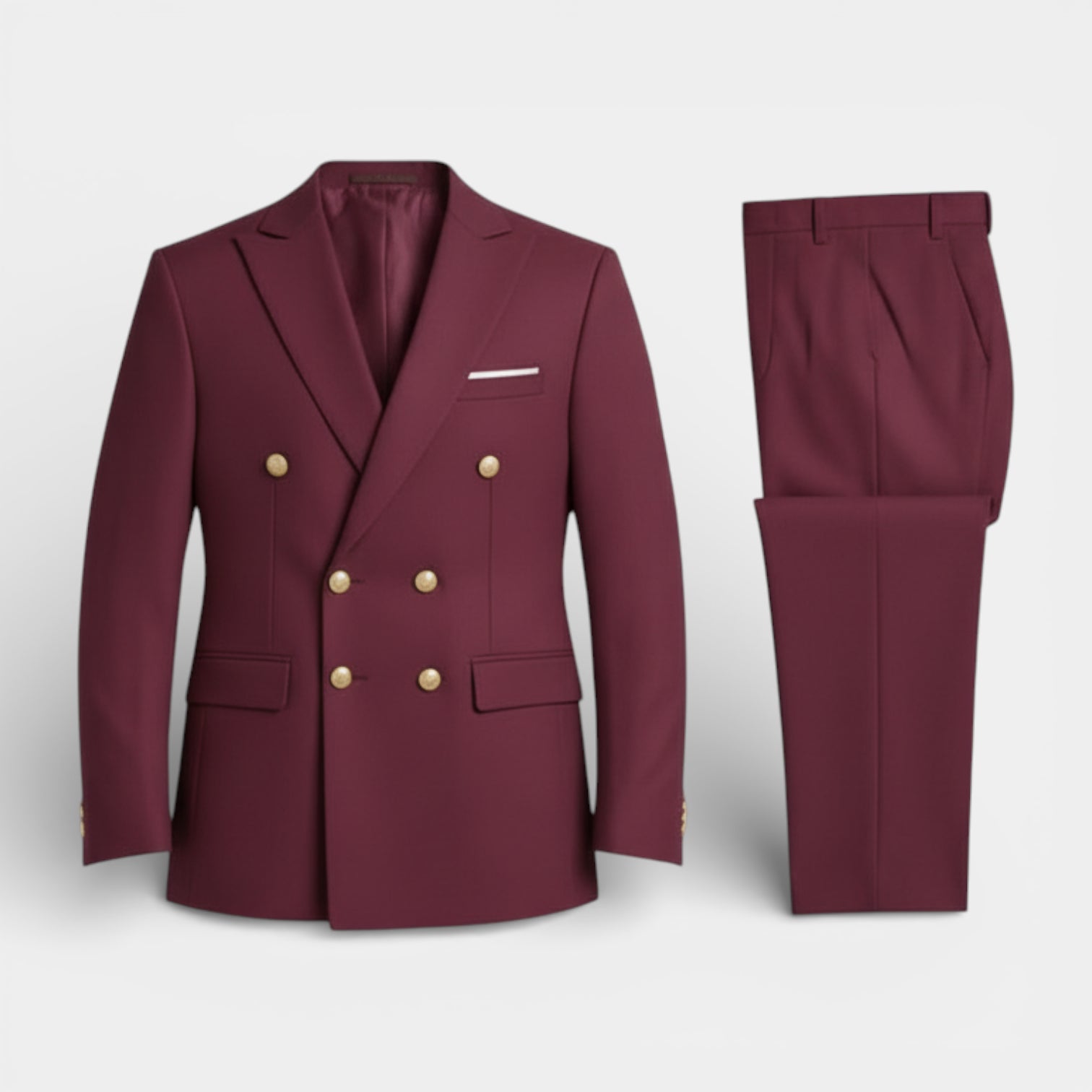Double Breasted Suit Jacket Peak Lapel Regular Fit for Men