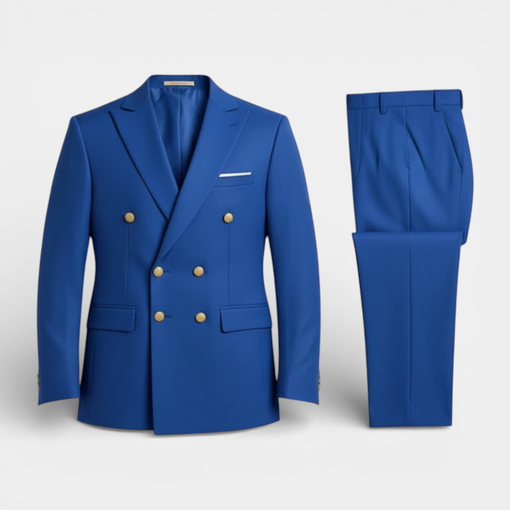 Double Breasted Suit Jacket Peak Lapel Regular Fit for Men