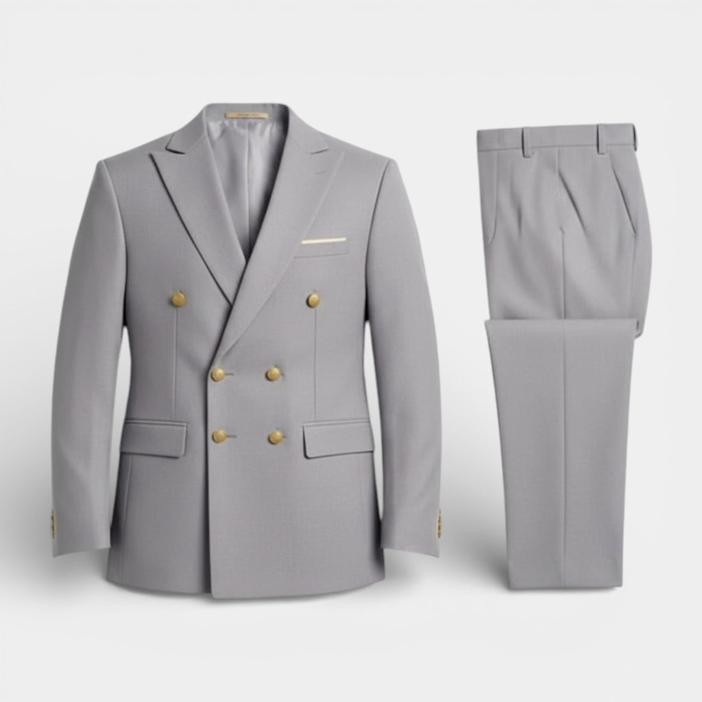 Double Breasted Suit Jacket Peak Lapel Regular Fit for Men