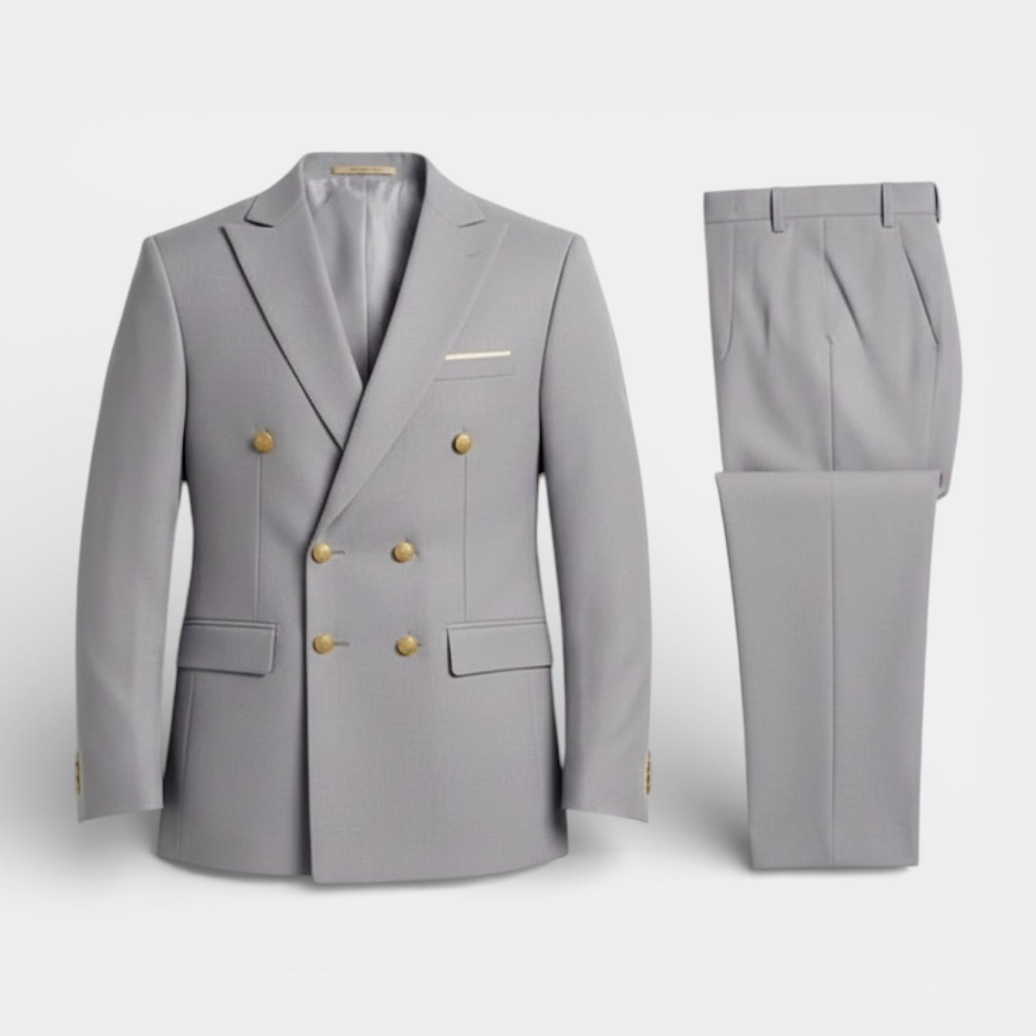 Double Breasted Suit Jacket Peak Lapel Regular Fit for Men