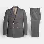 Double Breasted Suit Jacket Peak Lapel Regular Fit for Men