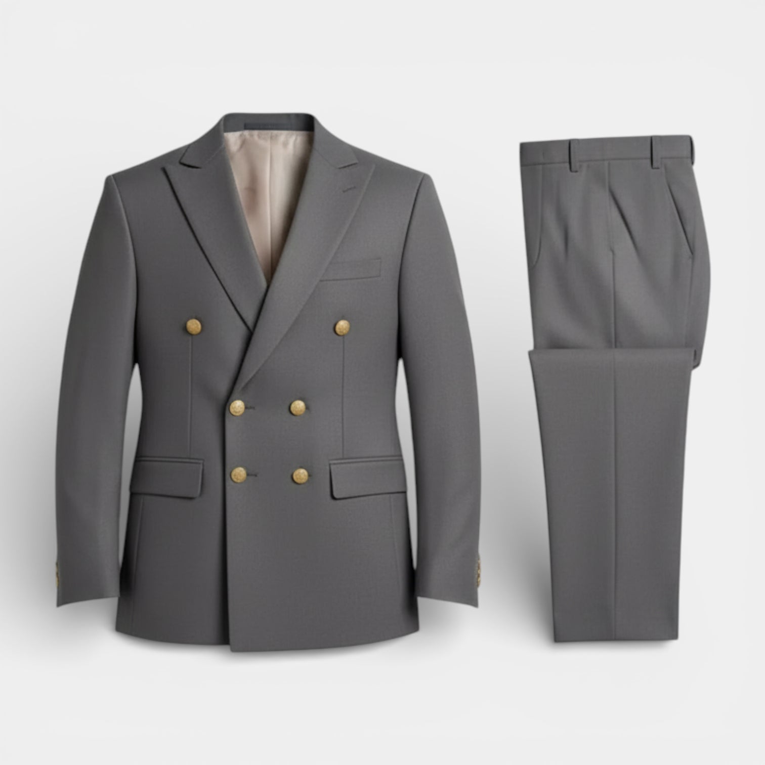 Double Breasted Suit Jacket Peak Lapel Regular Fit for Men