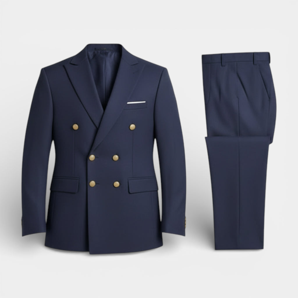 Double Breasted Suit Jacket Peak Lapel Regular Fit for Men