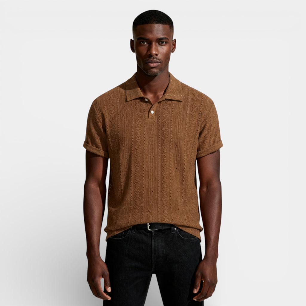 Geometric Pattern Short Sleeve Polo Shirt for Men