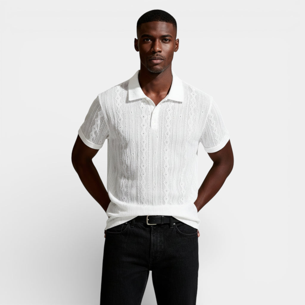 Geometric Pattern Short Sleeve Polo Shirt for Men