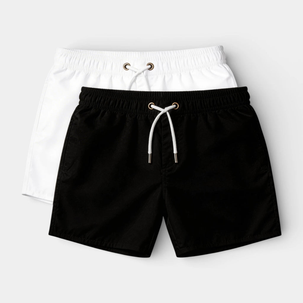 Solid Swim Shorts Elastic Drawstring Waist for Men