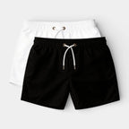 Solid Swim Shorts Elastic Drawstring Waist for Men