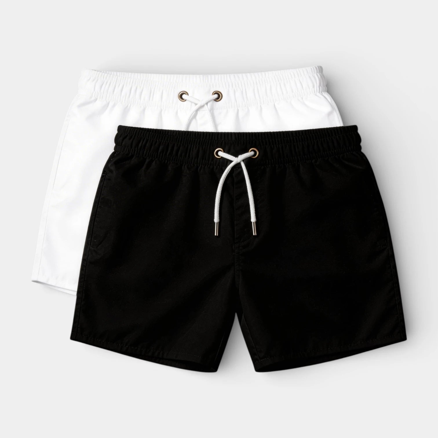 Solid Swim Shorts Elastic Drawstring Waist for Men