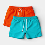 Solid Swim Shorts Elastic Drawstring Waist for Men