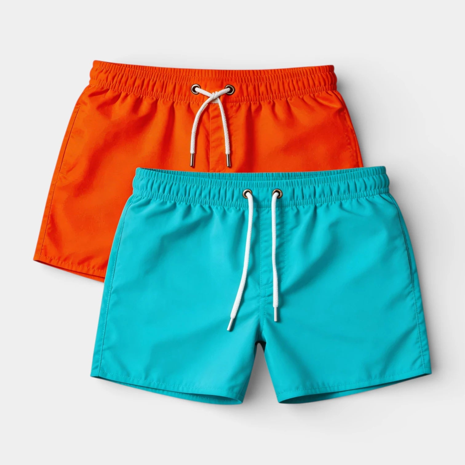 Solid Swim Shorts Elastic Drawstring Waist for Men