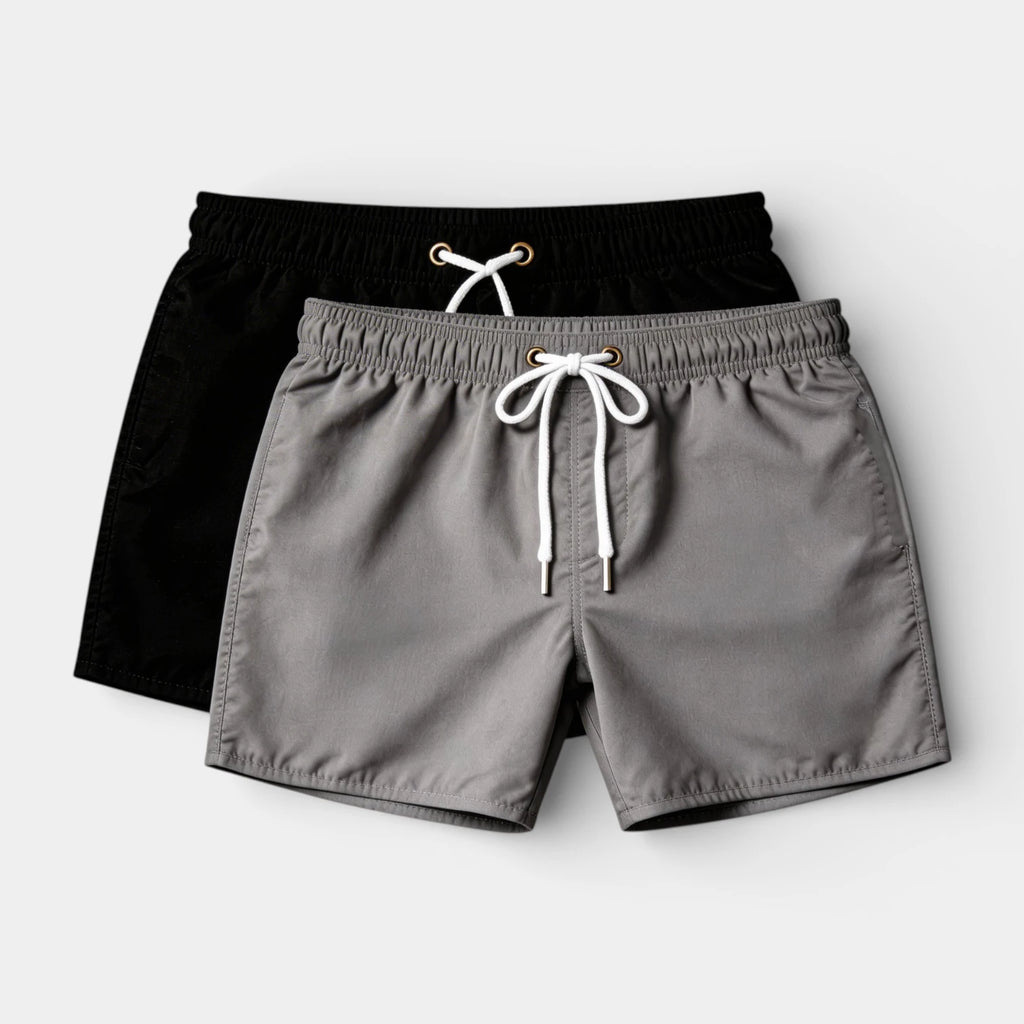 Solid Swim Shorts Elastic Drawstring Waist for Men