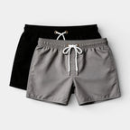 Solid Swim Shorts Elastic Drawstring Waist for Men