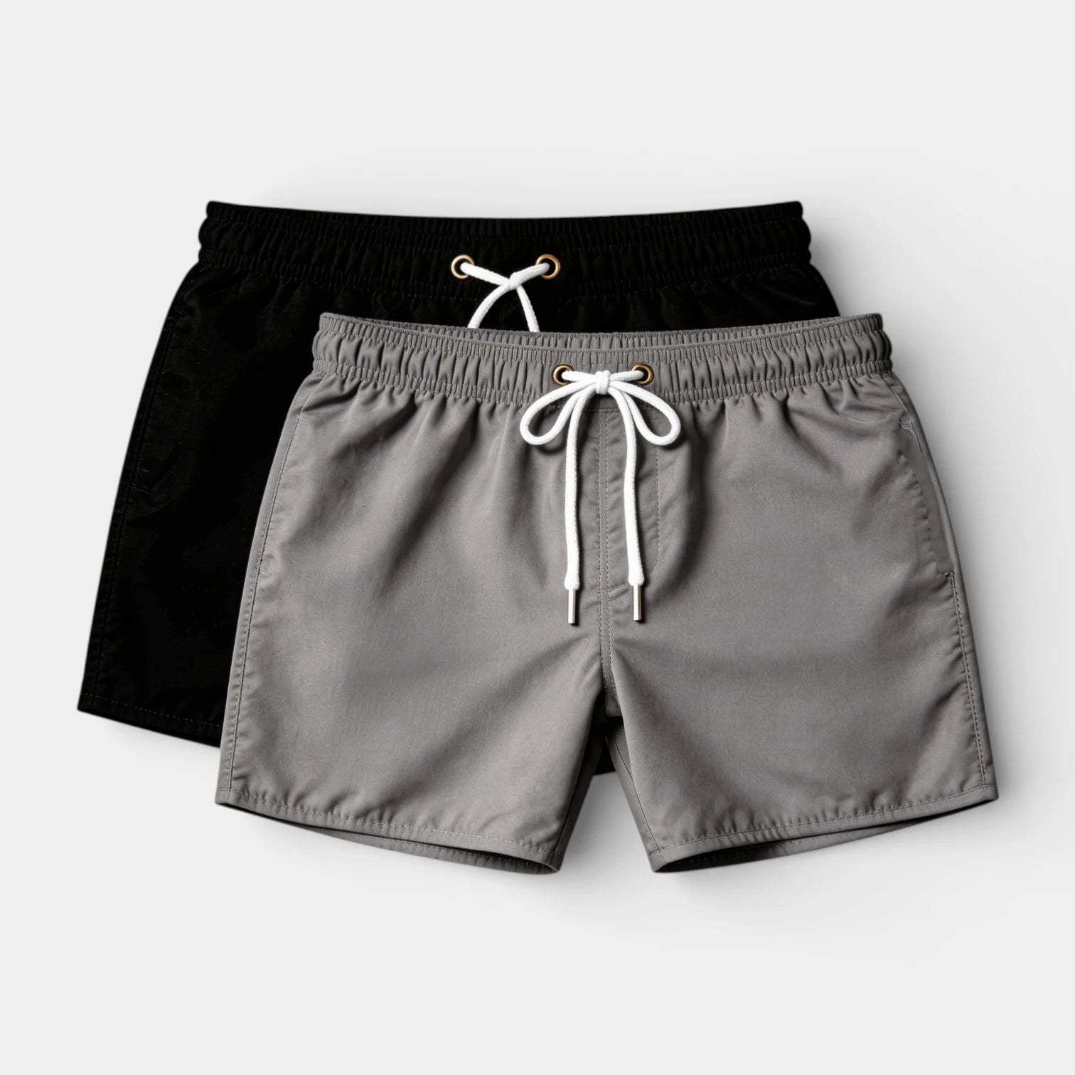 Solid Swim Shorts Elastic Drawstring Waist for Men