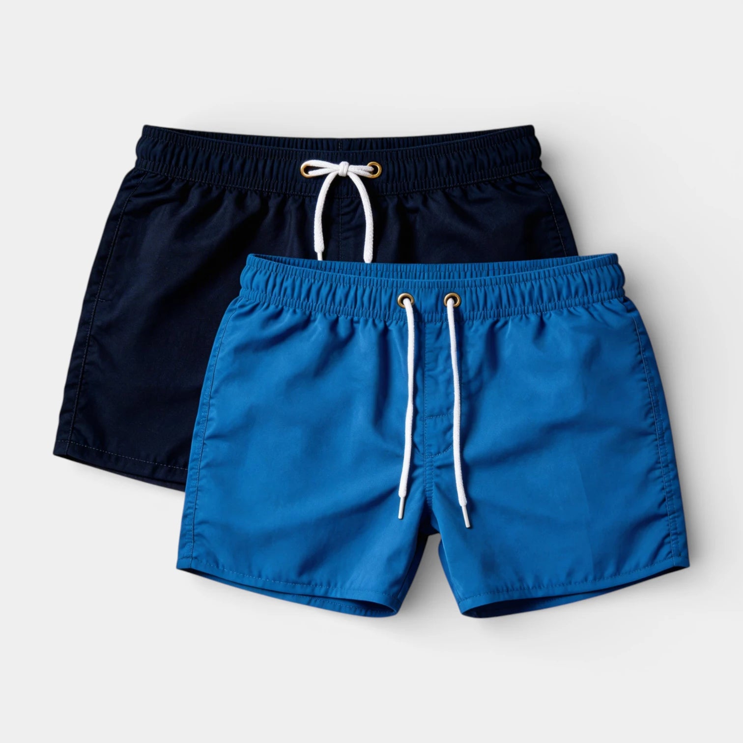 Solid Swim Shorts Elastic Drawstring Waist for Men