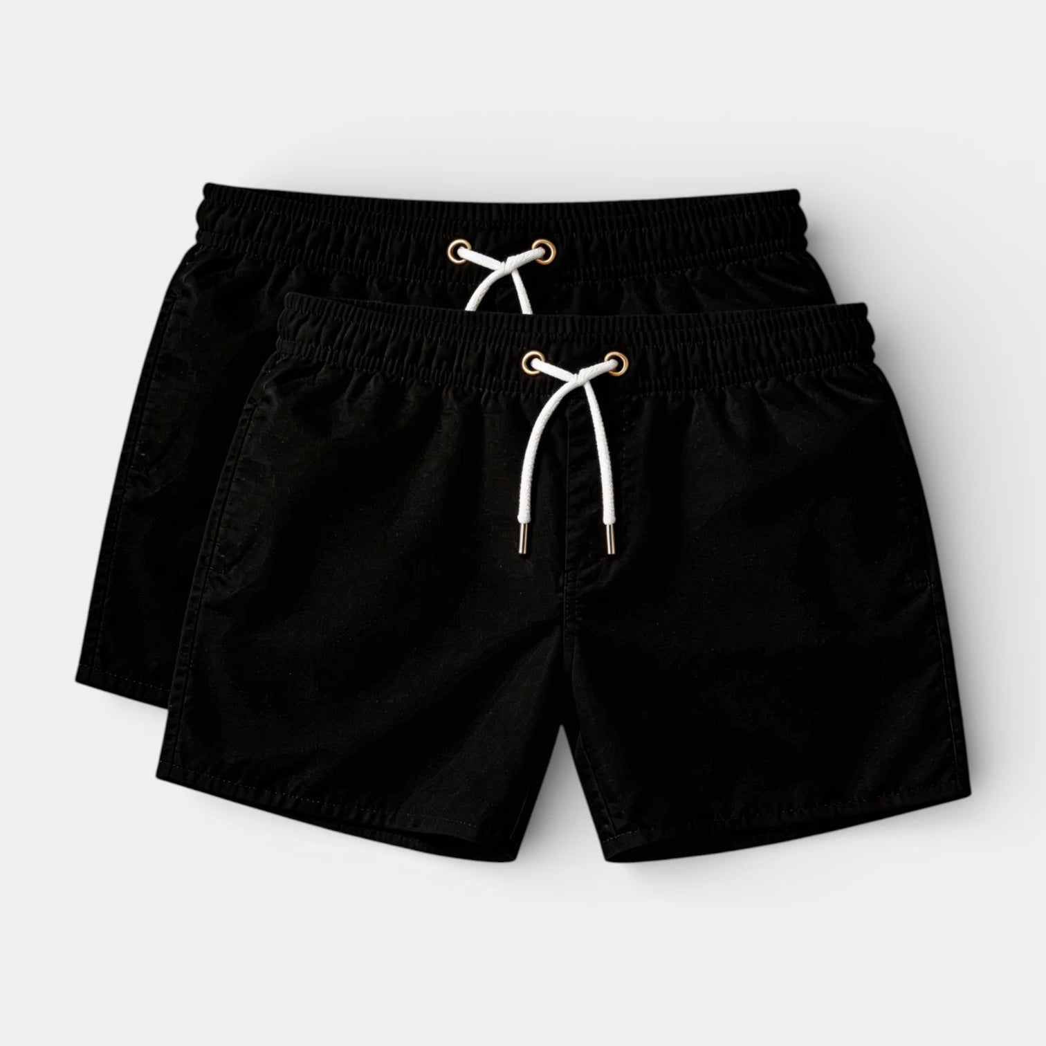 Solid Swim Shorts Elastic Drawstring Waist for Men
