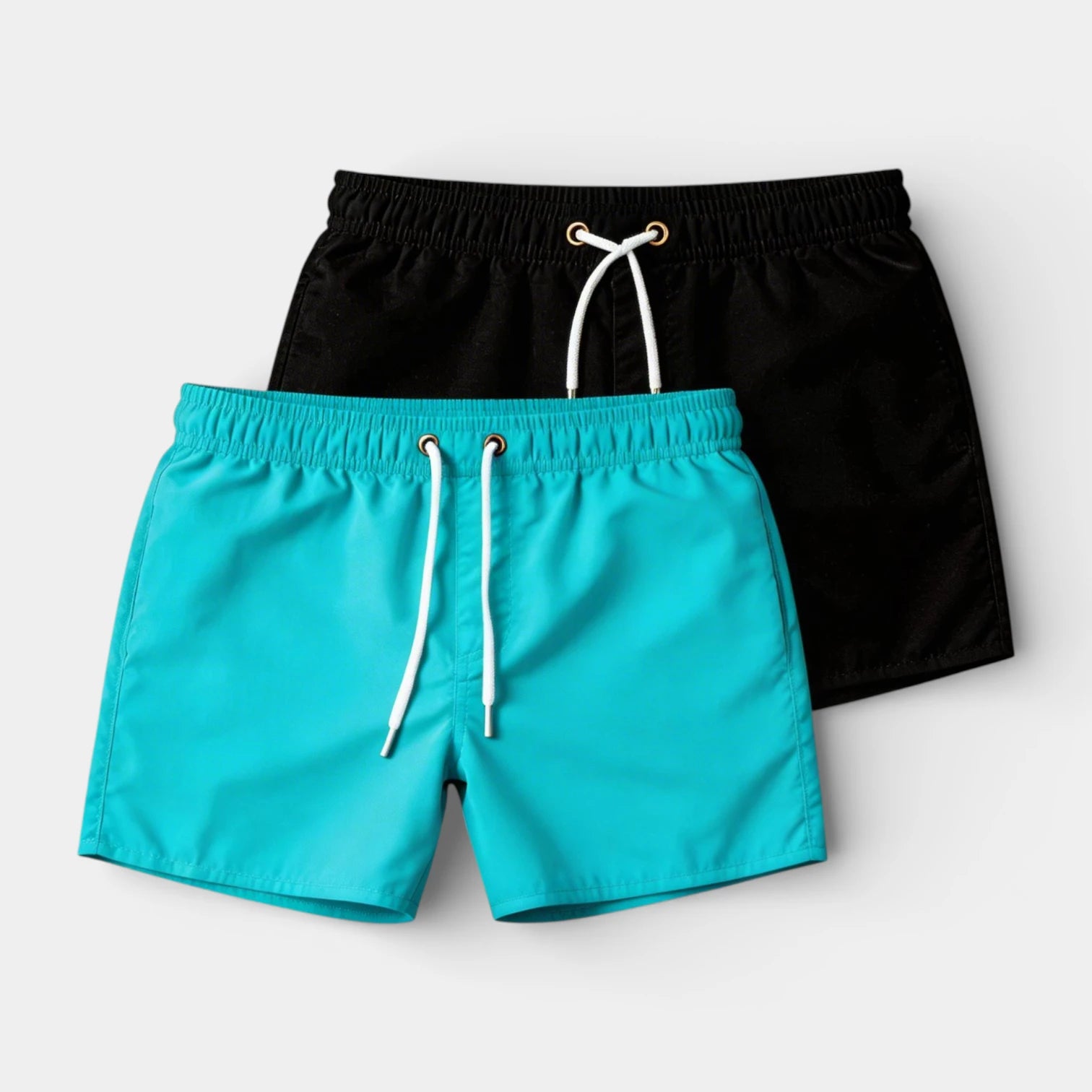 Solid Swim Shorts Elastic Drawstring Waist for Men