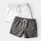 Solid Swim Shorts Elastic Drawstring Waist for Men