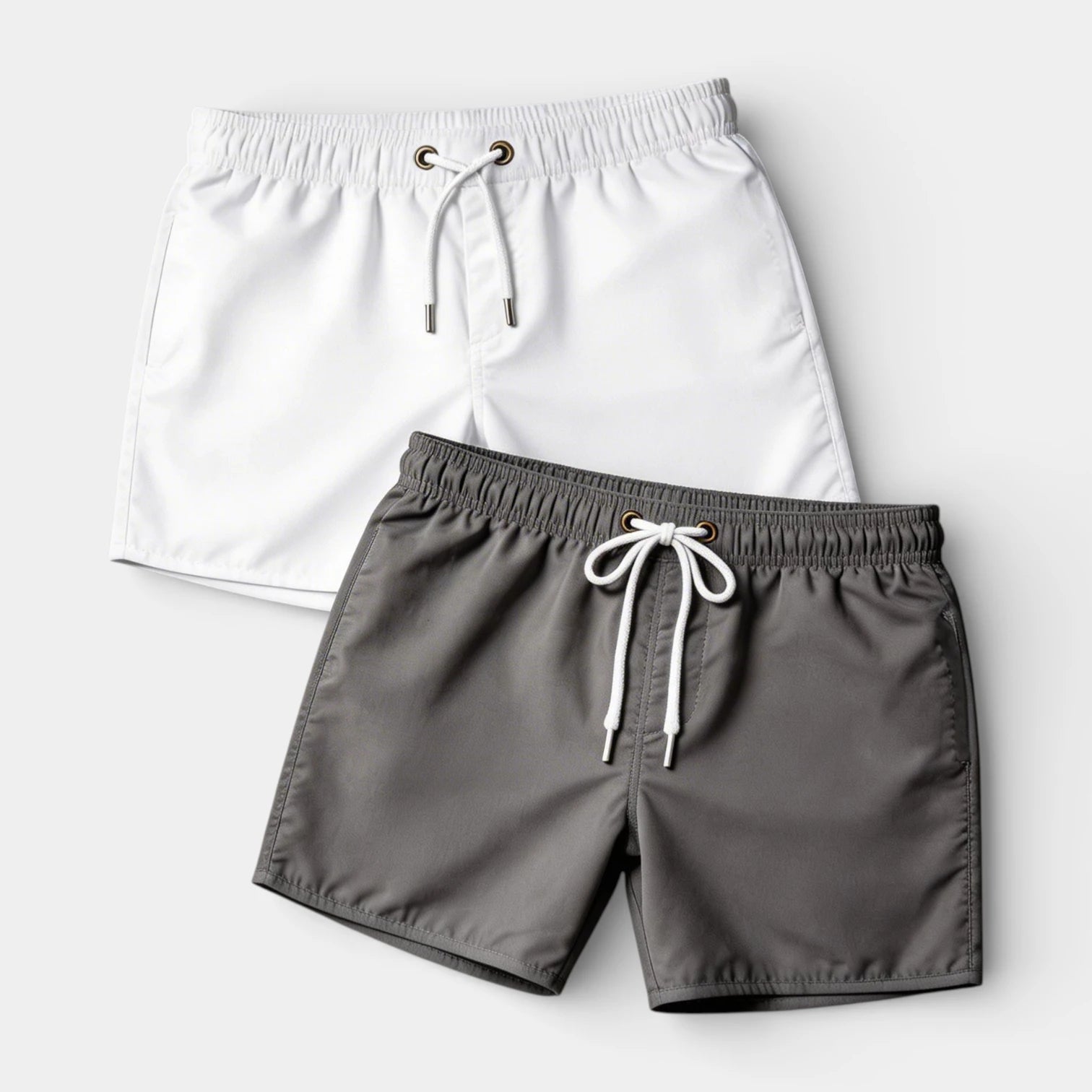 Solid Swim Shorts Elastic Drawstring Waist for Men