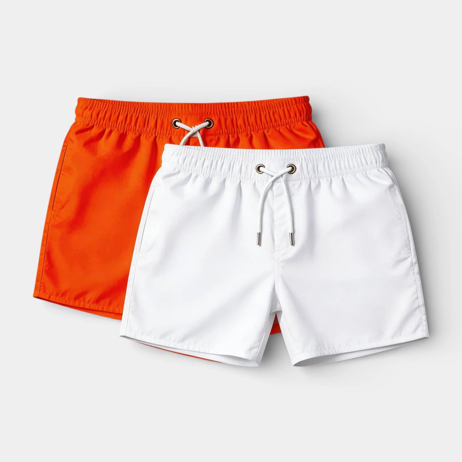 Solid Swim Shorts Elastic Drawstring Waist for Men