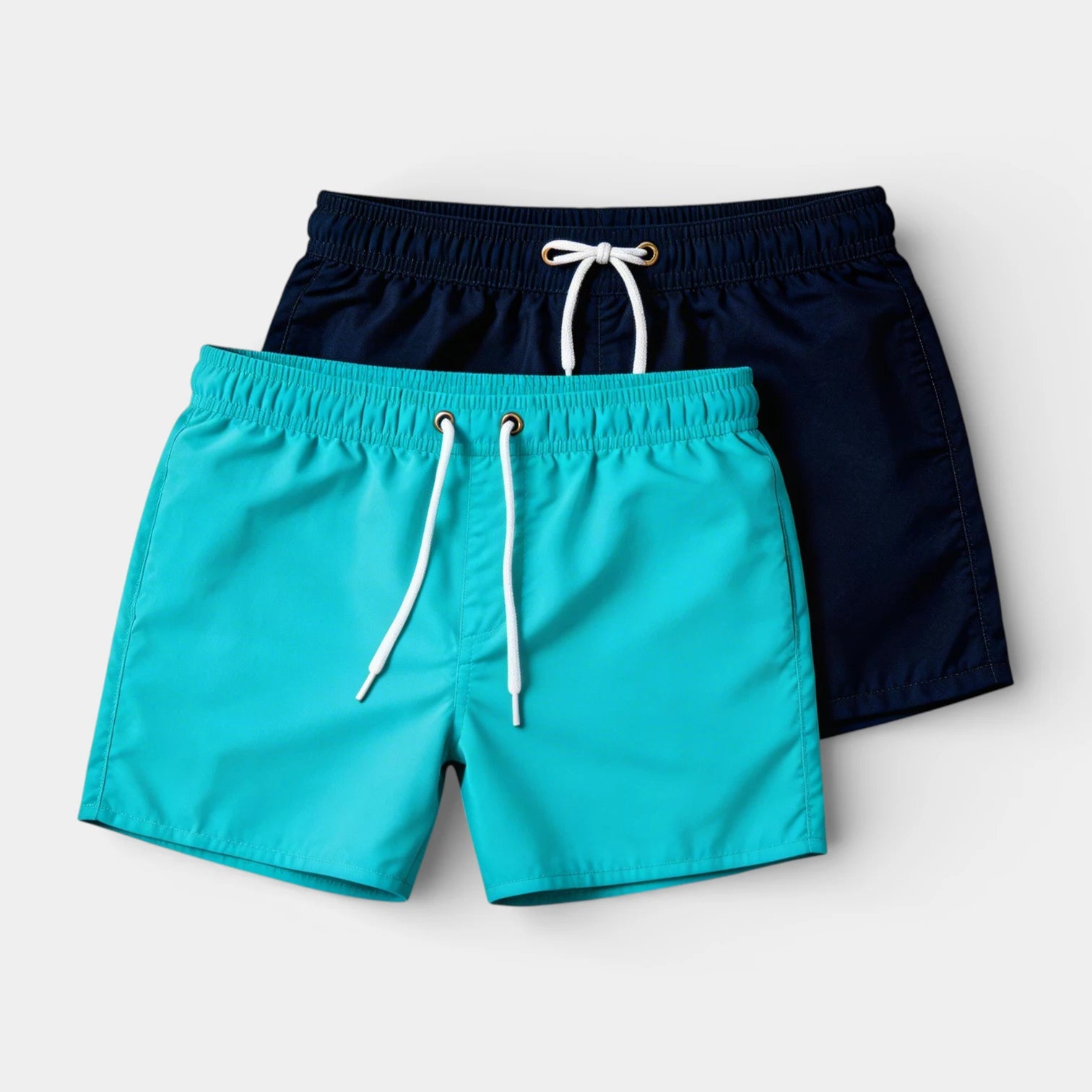 Solid Swim Shorts Elastic Drawstring Waist for Men