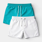 Solid Swim Shorts Elastic Drawstring Waist for Men