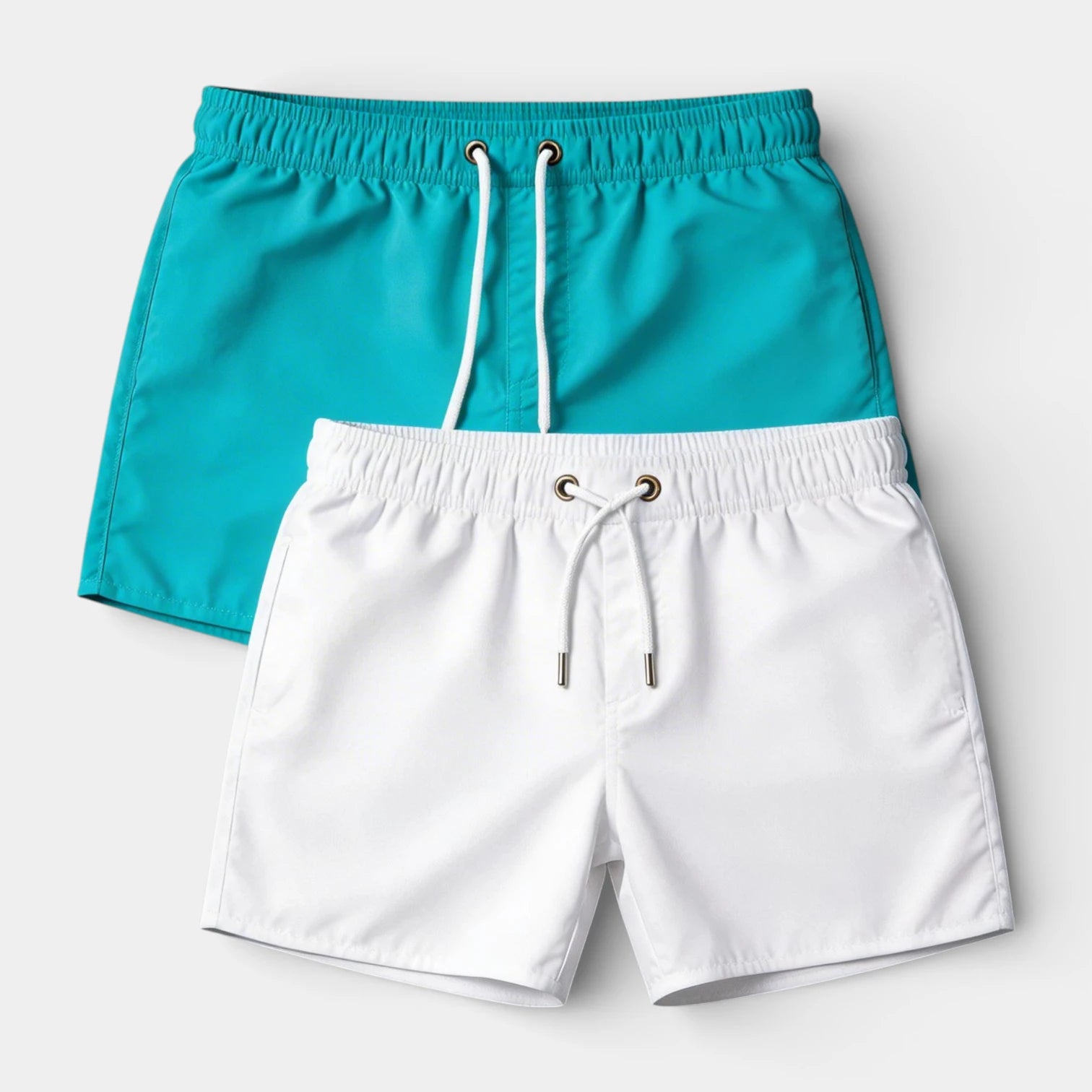 Solid Swim Shorts Elastic Drawstring Waist for Men