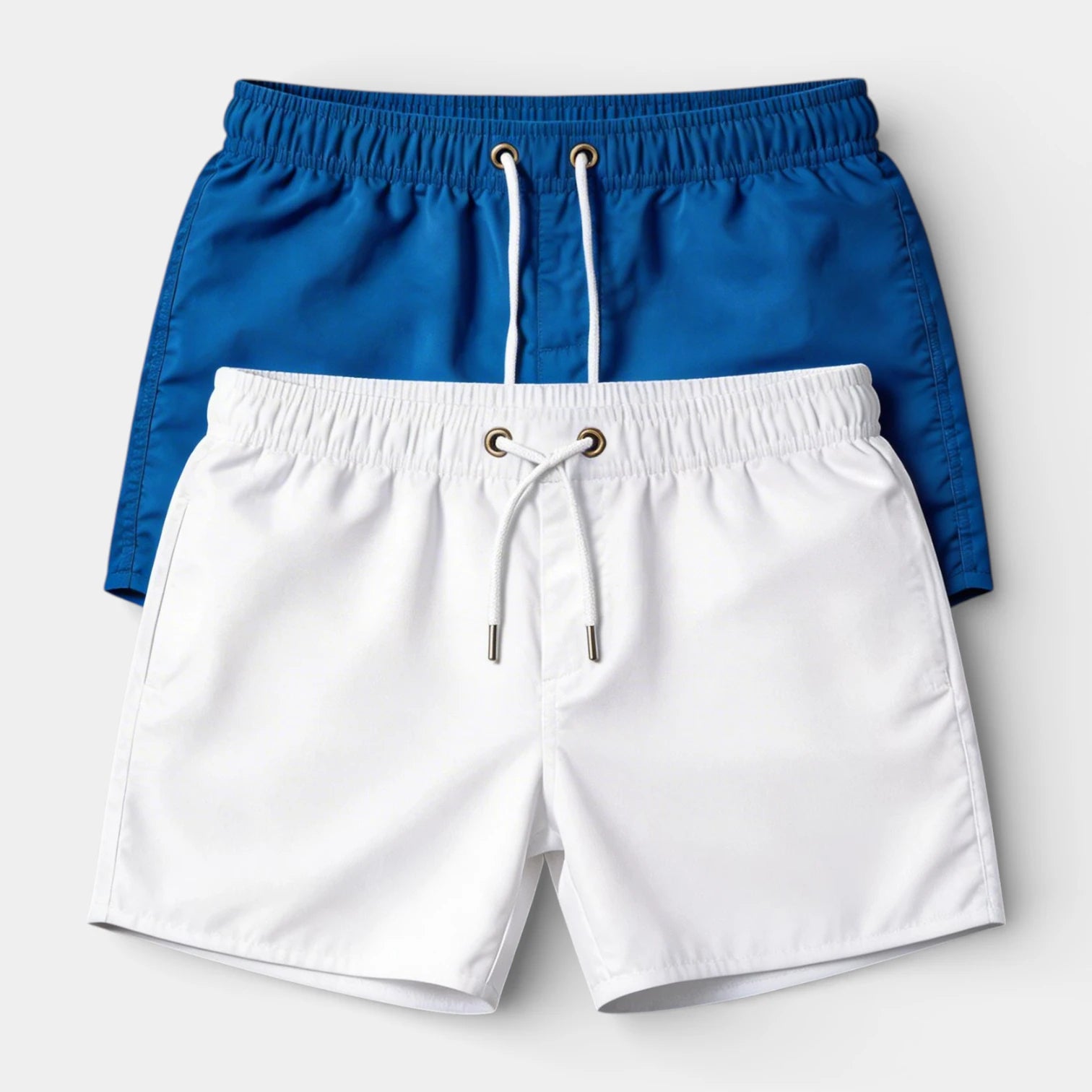 Solid Swim Shorts Elastic Drawstring Waist for Men