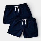 Solid Swim Shorts Elastic Drawstring Waist for Men
