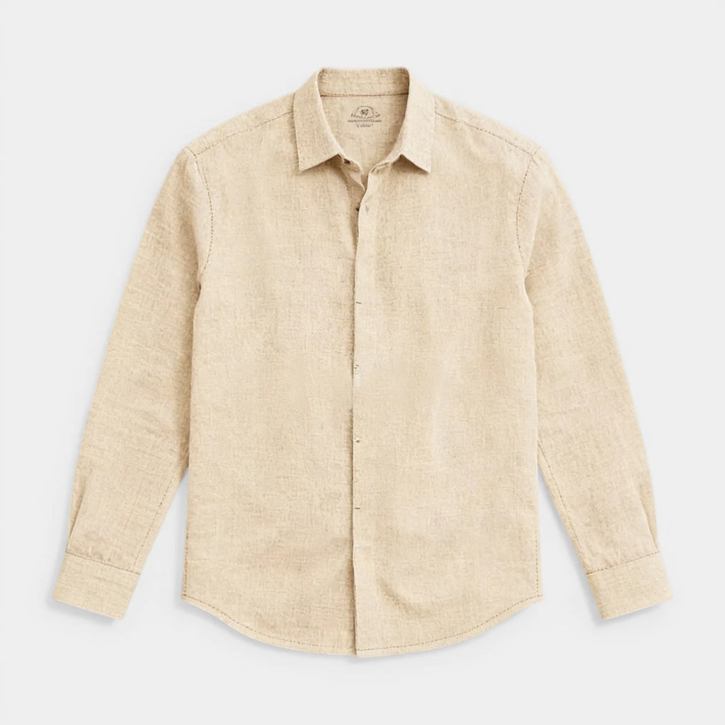 Textured Button-Up Shirt Spread Collar for Men