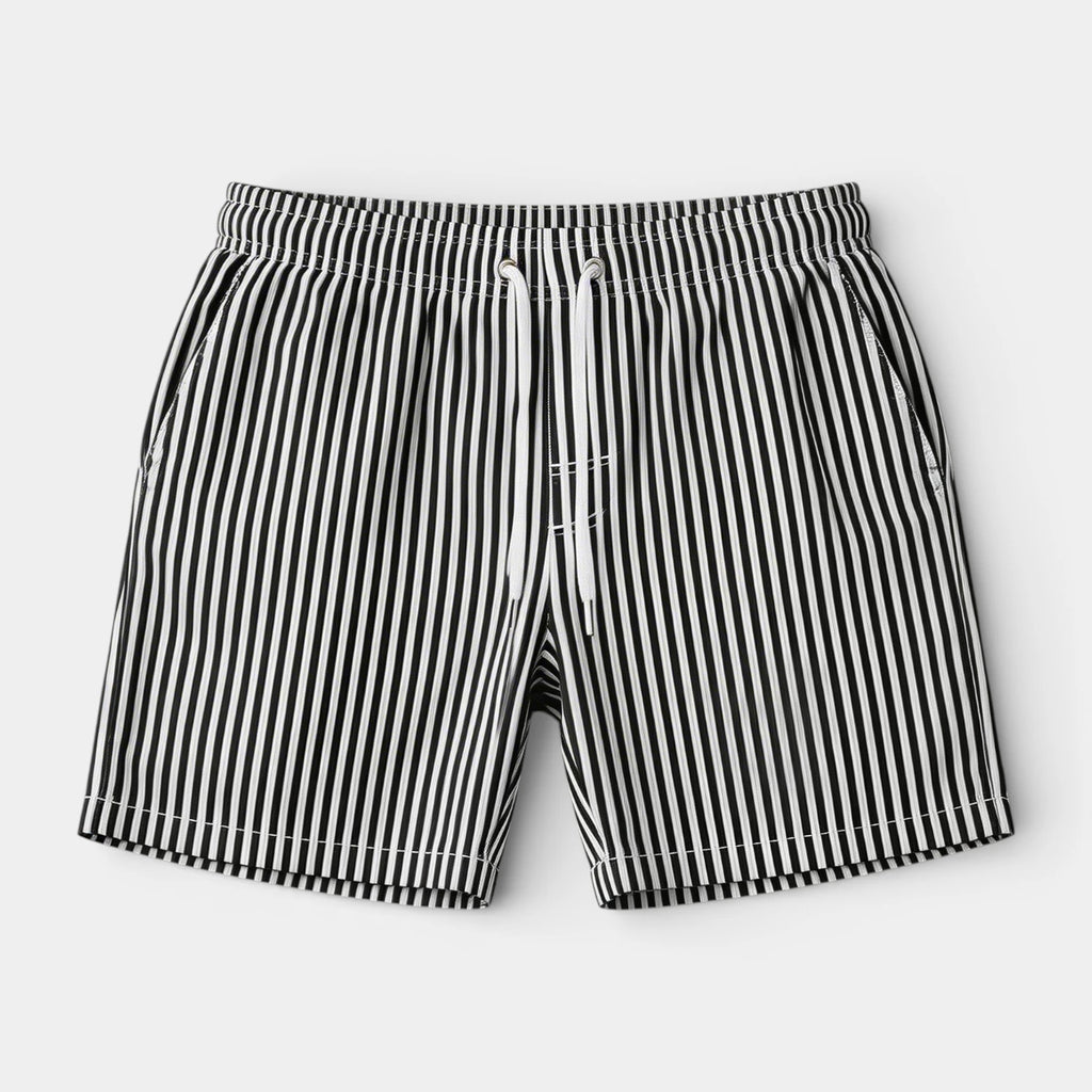 Striped Drawstring Shorts Elastic Waist Relaxed Fit for Men