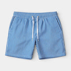 Striped Drawstring Shorts Elastic Waist Relaxed Fit for Men